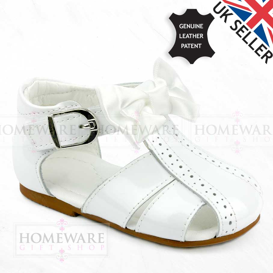 GIRLS BABY SPANISH BOW SANDALS LEATHER 